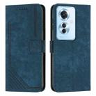 For OPPO Reno11 F Skin Feel Stripe Pattern Leather Phone Case with Lanyard(Blue) - 1