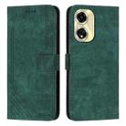 For OPPO A59 Skin Feel Stripe Pattern Leather Phone Case with Lanyard(Green) - 1