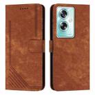 For OPPO A79 5G Skin Feel Stripe Pattern Leather Phone Case with Lanyard(Brown) - 1