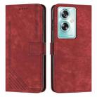 For OPPO A79 5G Skin Feel Stripe Pattern Leather Phone Case with Lanyard(Red) - 1