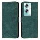 For OPPO A79 5G Skin Feel Stripe Pattern Leather Phone Case with Lanyard(Green) - 1