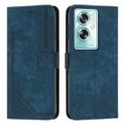 For OPPO A79 5G Skin Feel Stripe Pattern Leather Phone Case with Lanyard(Blue) - 1