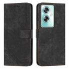 For OPPO A79 5G Skin Feel Stripe Pattern Leather Phone Case with Lanyard(Black) - 1