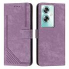 For OPPO A79 5G Skin Feel Stripe Pattern Leather Phone Case with Lanyard(Purple) - 1