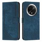 For OPPO A3 Pro Skin Feel Stripe Pattern Leather Phone Case with Lanyard(Blue) - 1