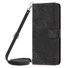 For OPPO A3 Pro Skin Feel Stripe Pattern Leather Phone Case with Lanyard(Black) - 2