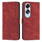 For OPPO A60 4G Skin Feel Stripe Pattern Leather Phone Case with Lanyard(Red) - 1
