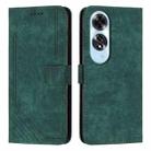 For OPPO A60 4G Skin Feel Stripe Pattern Leather Phone Case with Lanyard(Green) - 1