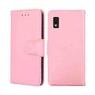 For Sharp Aqous Wish 3 Crystal Texture Leather Phone Case(Pink) - 1