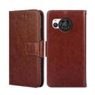 For Sharp Aquos R8 SH-52D Crystal Texture Leather Phone Case(Brown) - 1