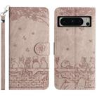 For Google Pixel 8 Pro Cat Embossing Pattern Leather Phone Case with Lanyard(Grey) - 1