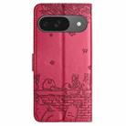 For Google Pixel 9 / 9 Pro Cat Embossing Pattern Leather Phone Case with Lanyard(Red) - 3