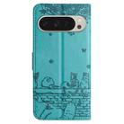 For Google Pixel 9 Pro XL Cat Embossing Pattern Leather Phone Case with Lanyard(Blue) - 3