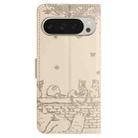 For Google Pixel 9 Pro XL Cat Embossing Pattern Leather Phone Case with Lanyard(Beige) - 3