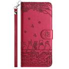 For Google Pixel 9a Cat Embossing Pattern Leather Phone Case with Lanyard(Red) - 2
