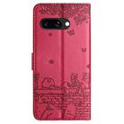 For Google Pixel 9a Cat Embossing Pattern Leather Phone Case with Lanyard(Red) - 3