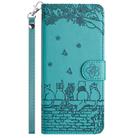 For Google Pixel 9a Cat Embossing Pattern Leather Phone Case with Lanyard(Blue) - 2