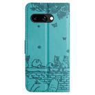 For Google Pixel 9a Cat Embossing Pattern Leather Phone Case with Lanyard(Blue) - 3
