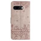 For Google Pixel 9a Cat Embossing Pattern Leather Phone Case with Lanyard(Grey) - 3