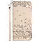 For Google Pixel 9a Cat Embossing Pattern Leather Phone Case with Lanyard(Beige) - 2