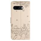 For Google Pixel 9a Cat Embossing Pattern Leather Phone Case with Lanyard(Beige) - 3