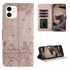 For iPhone 11 Cat Embossing Pattern Leather Phone Case with Lanyard(Grey) - 1