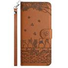 For iPhone 16 Pro Max Cat Embossing Pattern Leather Phone Case with Lanyard(Brown) - 3