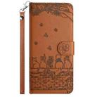 For iPhone 16 Plus Cat Embossing Pattern Leather Phone Case with Lanyard(Brown) - 3