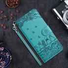 For iPhone 16 Cat Embossing Pattern Leather Phone Case with Lanyard(Blue) - 2