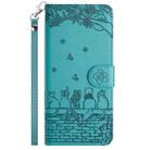 For iPhone 16 Cat Embossing Pattern Leather Phone Case with Lanyard(Blue) - 3
