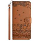 For iPhone 16 Cat Embossing Pattern Leather Phone Case with Lanyard(Brown) - 3