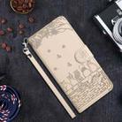 For iPhone 16 Cat Embossing Pattern Leather Phone Case with Lanyard(Beige) - 2