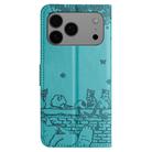 For iPhone 17 Pro Max Cat Embossing Pattern Leather Phone Case with Lanyard(Blue) - 3