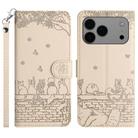 For iPhone 17 Pro Max Cat Embossing Pattern Leather Phone Case with Lanyard(Beige) - 1