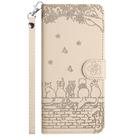 For iPhone 17 Pro Max Cat Embossing Pattern Leather Phone Case with Lanyard(Beige) - 2