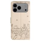 For iPhone 17 Pro Max Cat Embossing Pattern Leather Phone Case with Lanyard(Beige) - 3