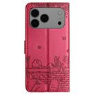 For iPhone 17 Pro Cat Embossing Pattern Leather Phone Case with Lanyard(Red) - 3