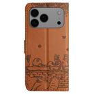 For iPhone 17 Pro Cat Embossing Pattern Leather Phone Case with Lanyard(Brown) - 3