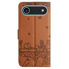 For iPhone 17 Air Cat Embossing Pattern Leather Phone Case with Lanyard(Brown) - 3
