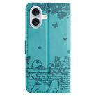 For iPhone 17 Cat Embossing Pattern Leather Phone Case with Lanyard(Blue) - 3