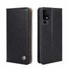 For TCL 40 XE 5G / 40X 5G T601D Non-Magnetic Retro Texture Leather Phone Case(Black) - 1