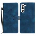 For Samsung Galaxy S23 5G Flower Butterfly Embossing Pattern Leather Phone Case(Blue) - 1