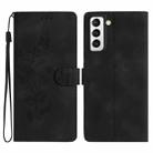 For Samsung Galaxy S22 5G Flower Butterfly Embossing Pattern Leather Phone Case(Black) - 1