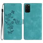 For Samsung Galaxy S20+ Flower Butterfly Embossing Pattern Leather Phone Case(Sky Blue) - 1