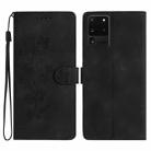 For Samsung Galaxy S20 Ultra Flower Butterfly Embossing Pattern Leather Phone Case(Black) - 1