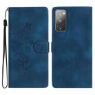 For Samsung Galaxy S20 FE Flower Butterfly Embossing Pattern Leather Phone Case(Blue) - 1