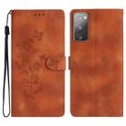 For Samsung Galaxy S20 FE Flower Butterfly Embossing Pattern Leather Phone Case(Brown) - 1