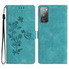 For Samsung Galaxy S20 FE Flower Butterfly Embossing Pattern Leather Phone Case(Sky Blue) - 1