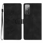 For Samsung Galaxy S20 FE Flower Butterfly Embossing Pattern Leather Phone Case(Black) - 1