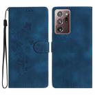 For Samsung Galaxy Note20 Ultra Flower Butterfly Embossing Pattern Leather Phone Case(Blue) - 1